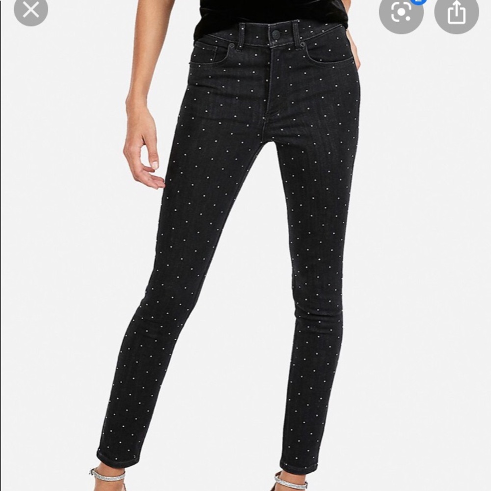 Express Mid Rise Studded Denim Jeggings
